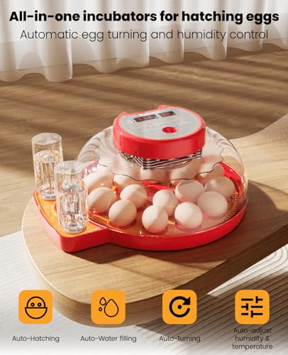 18-24 Incubators for Hatching Eggs with Automatic Egg Turning and Humidity Control Automatic Water Refill,Egg Candler Nature Right 360 Incubator Duck Quail Chick Turkey Hatching Incubator - size: 18