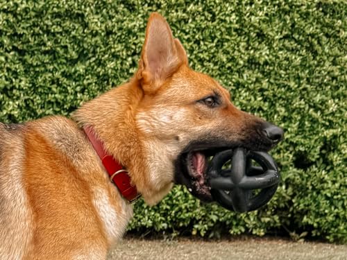 Tuff Pupper SuperChewer Extremely Tough Cage Ball for Dogs | 2X Tennis Ball Size | Natural Rubber | Tough Toy for Aggressive Chewers | Heavy Duty for Medium Large Breed | Strong but NOT Indestructible