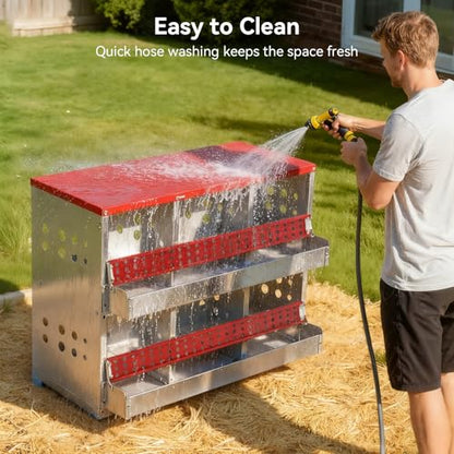 Chicken Nesting Boxes for Chicken Coop, 6 Compartments Wall-mountable Chicken Laying Boxes Easy Egg Collection with Ventilated Design, Weatherproof Galvanized Steel Metal Roosting Boxes