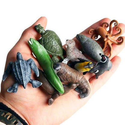 10Pcs Sea Animal Action Figures Toy for Kids, Great for Kids Stocking Stuffer, Bath Toys, Beach Toys, Cake Topper and Party Favors, Gifts, Prizes, Rewards - color: Sealifes