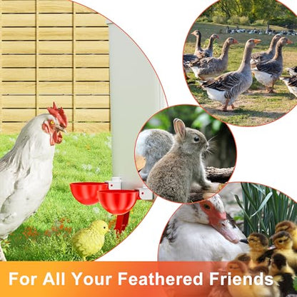 ZenxyHoC Chicken Waterer Cups, 8 Pack Automatic DIY Chicken Water Bowl with 3/8'' Hole Saw for Bucket, Trough - Poultry Drinking Valve, Easy Install - size: 8 Pack