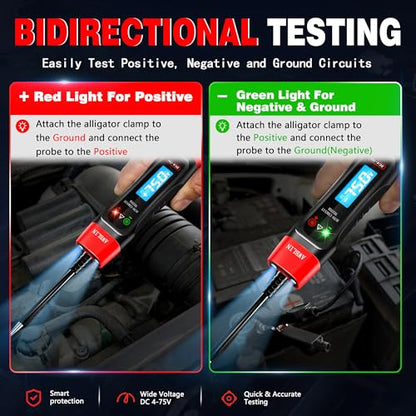 AWBLIN 4-75V DC Automotive Test Light with Buzzer Sound, LCD Digital Light Tester with Voltmeter, Heavy Duty Circuit Tester with Illumination, Fuse Voltage Tester Auto Electrical Tool