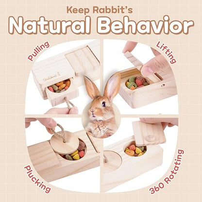 SoulThink® Interactive Wooden Pet Rabbit Toys - Sniff n' Snack Bunny Chew Toys for Rabbit Treats, Suited as Guinea Pig, Hamster for Boredom, Bunny Toys for Rabbits Keep Busy (2 Sets) - style: Sniff n' Snack - Beginner