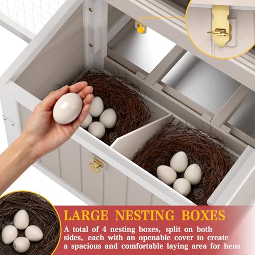 83" L Large Chicken Coop and Run, Hen House with 4 Nesting Box Boxes, Rabbit Hutch Poultry Bunny Cage for 2-5 Chickens with 4 Perches, Removable Tray and Ramp