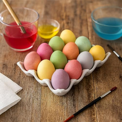 HIC Kitchen Egg Crate, Fine Porcelain, Holds 1 Dozen Eggs - style: Egg Crate