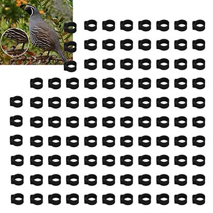 Omabeta 100PCS Reusable 8mm Pigeons Identification Leg Rings for Easy Dovecot Management and Marking, Lightweight Plastic Bands for Poultry Supplies (Black) - color: Black
