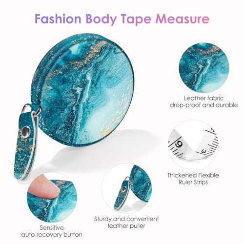 Sewing Tape Measure，Colour Printed Small Retractable Soft Measuring Tape for Tailor Cloth Fabric Body Measurements. - color: Blue Ocean