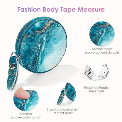 Sewing Tape Measure，Colour Printed Small Retractable Soft Measuring Tape for Tailor Cloth Fabric Body Measurements. - color: Blue Ocean