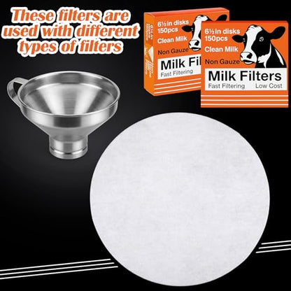 Hahafelt 450 Pack Milk Filter Discs for Raw Milk Strainer, 6-1/2 in Od Quick Flow Non-gauze Replacement Filter Discs for Strainer