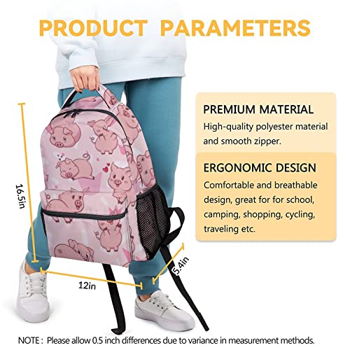 Pig Backpack Gifts, 16 Inch Cute Pig Bookbag Durable, Lightweight, Large Capacity, Funny Animal Backpack for School - color: Style-3