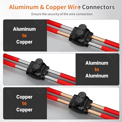 Joinfworld 2 Port Insulated Inline Splice Connector 3/0-6AWG Aluminum to Copper Wire Connectors 7/32" Slotted Allen Hex Dual Side Entry Electrical Cable Connectors - 6 Pack - size: 3/0-6 AWG