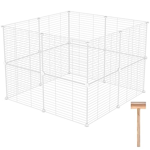 C&AHOME Pet Playpen, Small Animals Supplies, 16 Panels Exercise Playpens Cage, C Grids Portable Yard Fence Indoor, Ideal for Guinea Pigs, Pet Products, DIY Metal Yard Fence, 12" × 15" White UPPM3416W - color: White, style: 16 Panels