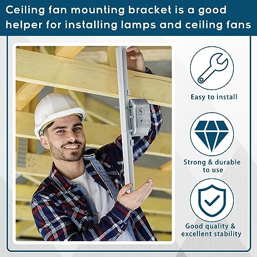 Therwen 8 Pcs Adjustable Fan Electrical Box Brace for Ceiling Fans and Light Fixtures Ceiling Fan Mounting Bracket, 14.2 Inches in Length
