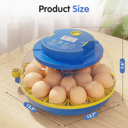 Chicken Egg Incubators for Hatching Eggs, 18 Egg Incubator with Automatic Egg Turning, Digital Control, 2 Egg Trays, Candler & Automatic Water Refill for Chicken Quail Duck Turkey Goose Bird - size: 18 Eggs