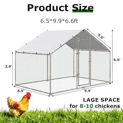 BOSSIN Bold Chicken Coop Run Large Metal Chicken Pen Outdoor, Chicken Runs for Yard with Cover, Poultry Cage Spire Shape Coop, Heavy Duty Walkin Waterproof and Anti-UV Cover for Rabbits - size: 78.0"L x 118.1"W x 76.8"H