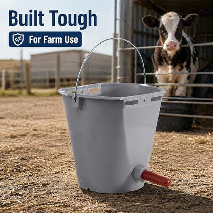 3 Pack Calf Feeding Bucket, 8.45 Qt Single Teat Feeder with Metal Hanger Livestock Feeding Supplies for Calves Goats Sheep