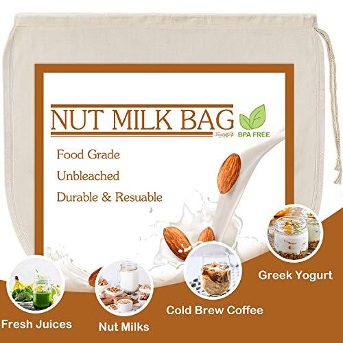 3 PCS 12"x12" Nut Milk Bags - 100% Unbleached Cotton Cheesecloth, Reusable Food Strainer Colander For Straining Almond/Oat Milk, Celery Juice, Cold Brew Coffee, Yogurt and Cheese Making - color: 3 pack
