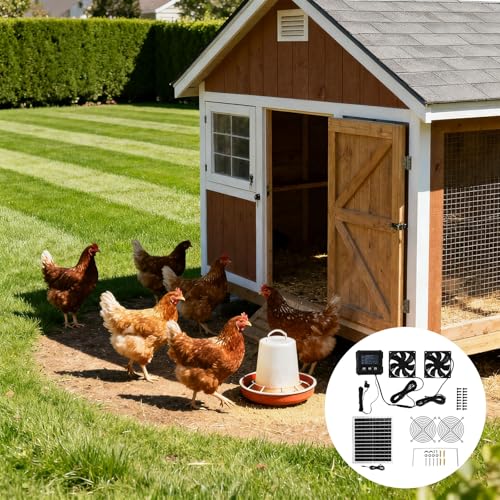 Solar Chicken Coops Fan with Light Sensing Auto Timer Double Ventilation for Poultry House Outdoor Weatherproof Solar Chicken Coops with Light Sensing Auto Timer Double Ventilation for Poultry House
