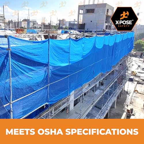 Xpose Safety Construction Safety Netting – 5.5' x 150', 1/4" Mesh Scaffold Safety Net, Temporary Material Roll, Visibility Fence, Heavy-Duty Fire Retardant, Blue - color: 4) Blue, size: 5.5' X 150' – 1/4" Mesh