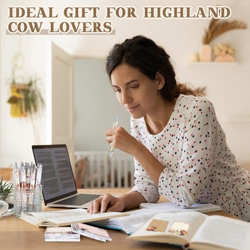 18 Pcs Highland Cow Desk Accessories, 9 Pads Cute Sticky Notes, 9 Kawaii Pens, 3 x 3 Inches Notepads Memo Pad for Office Supplies Meeting Students School Decor Teacher Gifts - style: Highland Cow