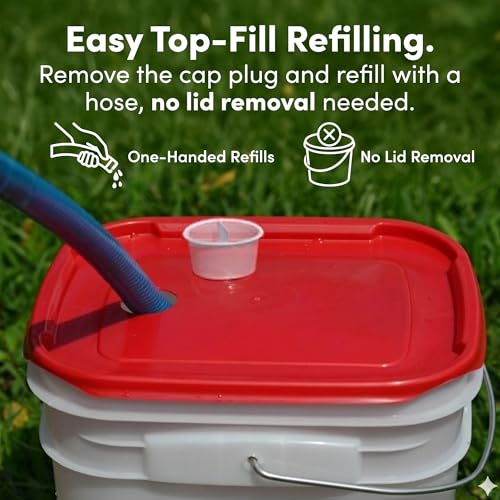 RentACoop Chicken Feeder & Waterer Set– 25lb No-Waste Feeder with 4 Large Ports + 5-Gallon Waterer with Auto-Fill Cups & Horizontal Nipples – BPA-Free, Anti-Roost Cone, Adjustable Stands