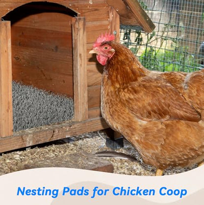6 Pcs Chickens Nesting Box Pads -12×12",Washable Chickens Nesting Pads Artificial Grass Rug Reusable Hens Nest Boxes Pad Chicken Coop Bedding for Laying Eggs (Grey) - color: 【Grey】