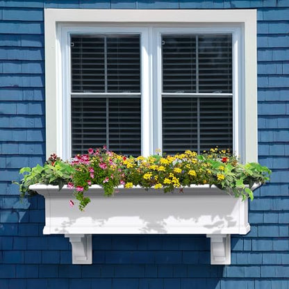 Mayne Yorkshire 4ft Window Box - White - 48in L x 12in W x 10in H - Polyethylene Planter - Built-In Water Reservoir (4824-W) - size: 4-Foot