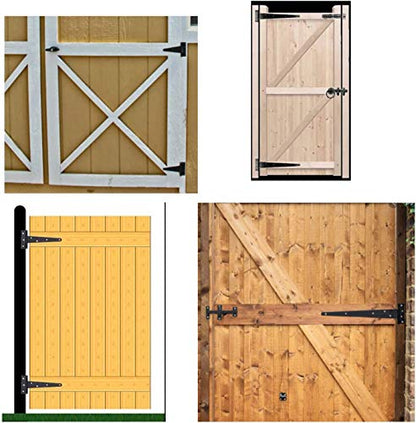 T-Strap Shed Hinge Gate Strap Heavy Duty Hinge Door Barn Gates Hinges (6, 6 inch) - size: 6 Inch