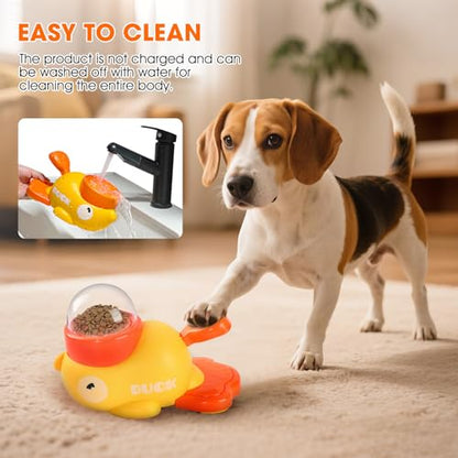 Interactive Dog Treat Dispenser Toy, 2026 New Duck Shape Puzzle Feeder,Interactive Dog Food Dispenser with Press Button and Rotating Design,Slow Feeding Game for Dogs and Cats