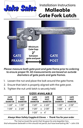 1-5/8" x 2-3/8" (2-1/2") Chain Link Fence Gate Fork Latch - Commercial Heavy Duty - Malleable - Galvanized Gate Latch with Hole for Padlock - size: 1-5/8" x 2-3/8" (2-1/2")