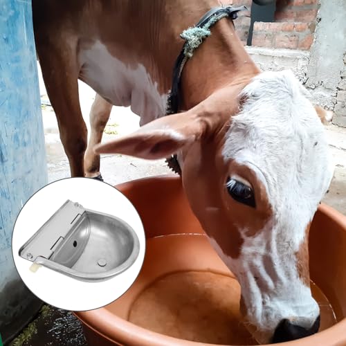 GALPADA Heavy-Duty Automatic Waterer for Cattle Stainless Steel Drinking Bowl with Float Valve Convenient Livestock Water Feeder for Cows Horses Sheep and Goats