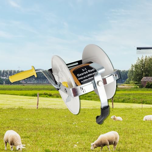 Electric Fence Reel 3:1 Geared Electric Fencing Standard Reels with Crank Geared Polywire Reel Stabilizer 2 Pack - size: 0 feet x 2 standard reel