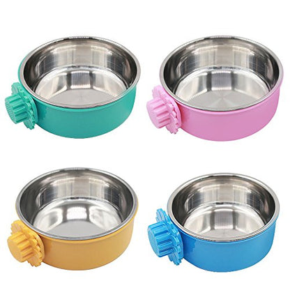 DEVILMAYCARE Pet Feeder Dog Bowl Stainless Steel Food Hanging Bowl Crates Cages Dog Parrot Bird Pet Drink Water Bowl Dish Accessory (S: 4.5''x2'', Blue) - color: Blue, size: S:4.5''x2''