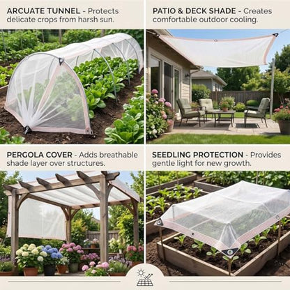 40% White Shade Cloth for Garden Plants, UV Resistant Sun Shade Netting with Grommets, Breathable HDPE Mesh Tarp Canopy Cover for Greenhouse Nursery Seedlings Patio Chicken Coop(3x16.4ft) - size: 3x16.4ft