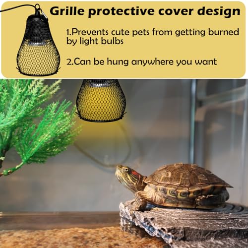Reptile Heat Lamp,Reptile Light Heater Guard Basking Heater Lamp with Guard