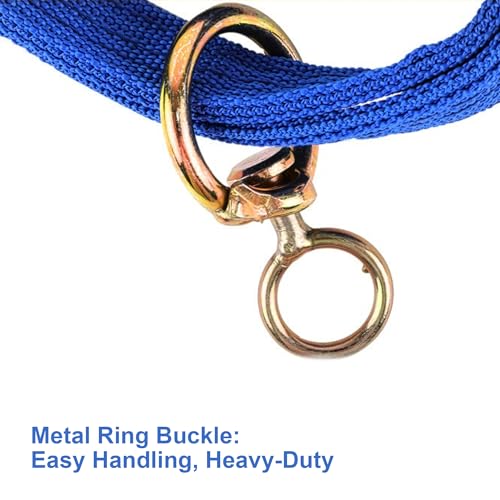 Newborn Calf Halter (110-330 lbs) | 4-Layer Reinforced Canvas Adjustable Livestock Lead Rope | Heavy-Duty Training Halter for Weaning Calves, Miniature Cows, Foals & Goats (Blue)