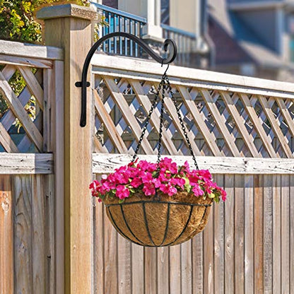 AJART Heavy-Duty Plant Hanger Outdoor - Can Hold 50 Lbs Plant Basket or Large Bird Feeder - 12 Inch Solid Iron Windproof, Rustproof Wall Hooks - with Triangular Stability - 2 Pieces - size: 12 Inch, style: Plant Bracket Hook
