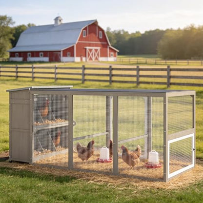 Ketive 93.6" Large Chicken Coop with Run for 6-8 Chickens, Wooden Outdoor Hen House with 6 Nesting Boxes, 4 Lockable Egg Doors, Asphalt Roof and 600D Waterproof Oxford Cover for Backyard - size: 93.6"L x 37.5"W x 41.5"H
