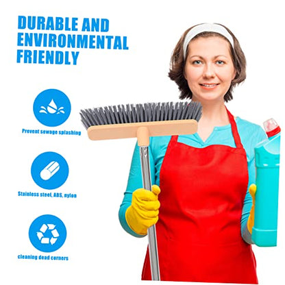 COLLBATH Stainless Steel Cleaning Floor Brush Long-Handle Bathroom Broom Grout Brush Mop Head Comfortable to Hold - color: Multicolor