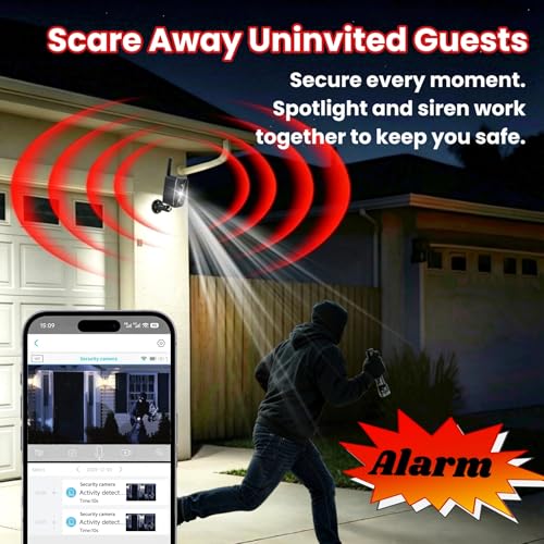 No WiFi Security Camera, 4G LTE Cellular Security Camera Battery Powered with SIM Card & Memory Card, 2K Color Night Vision, Motion Detection, 2-Way Talk, Solar Camera Outdoor Wireless