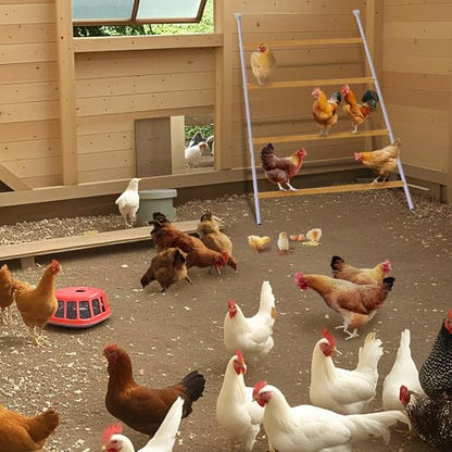Chicken Perch for Coop with Wooden Ladder, Roosting Bars for Chicken in Coop for Farm Poultry Backyard, Easy Assemble & Clean - size: 55.12"L x 39.37"H