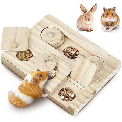 Small Pet Foraging Toy for Pigs Wooden Feeder Feeding Toy Small Animal Training Treats Feeder