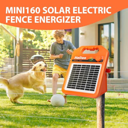 MINI160 2 Miles Solar Fence Charger, 0.16 Joule Solar Electric Fence Charger for Livestock, Pigs, Horses, Cattle Sheep, Solar Powered Electric Fence with Day or Night Mode, Easy Installation - size: MINI160