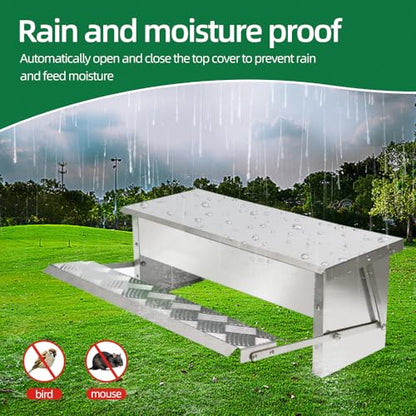 MODUODUO Automatic Chicken Feeder Treadle Poultry Feeders 11lb/5kg Feeding Trough for Chickens, Pheasants, or Roosters