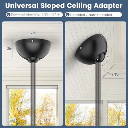 Universal Ceiling Fan Sloped Ceiling Adapter Canopy Kit for Angled Ceiling Up to 45 Degrees Compatible with Threaded and No Threaded Downrod (Black) - size: 3 INCH