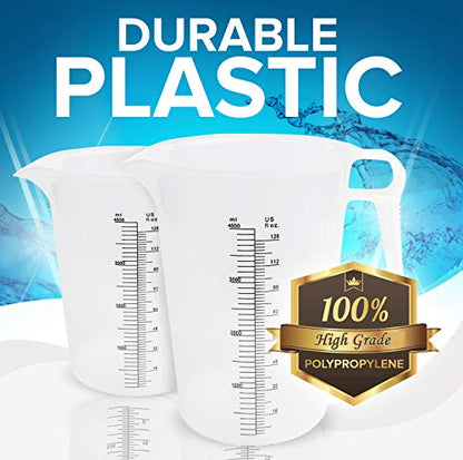 ACCUPOUR 128oz (1 gallon) Measuring Pitcher, Plastic, Multipurpose - Great for Oil, Chemicals, Pool and Lawn - Ounce (oz) and Milliliter (mL) Increments (4000 mL) - size: 128oz