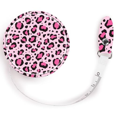 Retractable Mini Tape Measure, Auto-Retract, Premium Leather Tape Measure, Dual-Sided Ruler, Ideal for Fabric Cutting, Body Measurements, and Handicrafts (Leopard Print) - color: Leopard Print