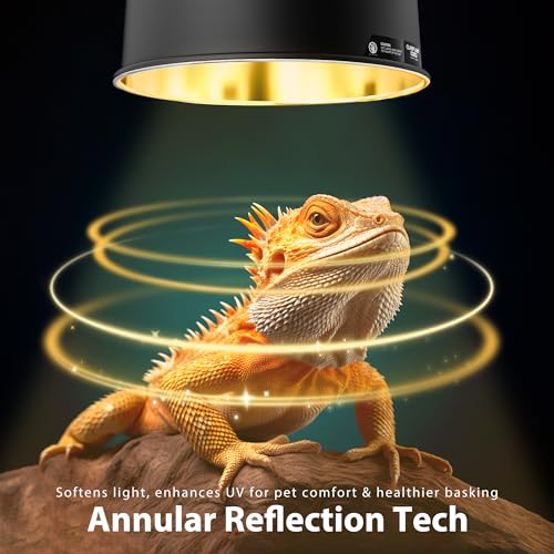 Reptile Light Fixture with Dimming Thermostat, 8.5 Inch Deep Dome Lamp Fixture with Temperature Controller for Bearded Dragon, Turtle, Snake and Lizard Tanks, Max 150W - size: 8.5 inch deep