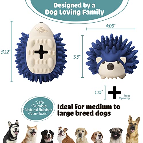 Bella Boo Pets Interactive Dog Toy for Strong Chewers - Freddy The Hedgehog Blue All-in-One Treat Ball + Food Dispensing Slow Feeder Dog IQ Puzzle + Dog Crate Toy for Medium and Large Breed Dogs - color: Blue