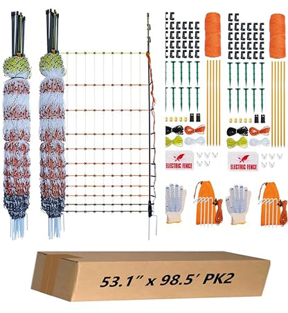 Poultry Electric Netting Fence - 41.3''H (can be Manually Raised to 53.1''H) x 98.5'L for Flying Chicken, Sheep, Goats in Farms, Ranches and Gardens, PK2 - style: (41.3 to 53.1)" x 98.5' - PK2